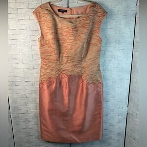 LAFAYETTE 148 Dress Evening pink salmon embroidered cap sleeve party event